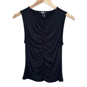 Paige Womens Sidonia Black Sleeveless Ruched Tank Top Size Large